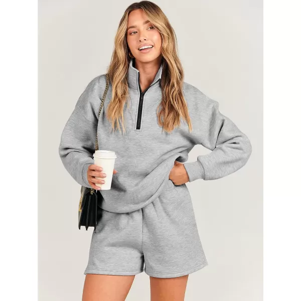 imageANRABESS Womens Two Piece Outfits Sweat Lounge Short Set Long Sleeve Gym Sweatsuit Tracksuit 2024 Spring Fashion Clothes07grey