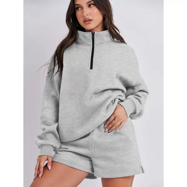 imageANRABESS Womens Two Piece Outfits Sweat Lounge Short Set Long Sleeve Gym Sweatsuit Tracksuit 2024 Spring Fashion Clothes07grey
