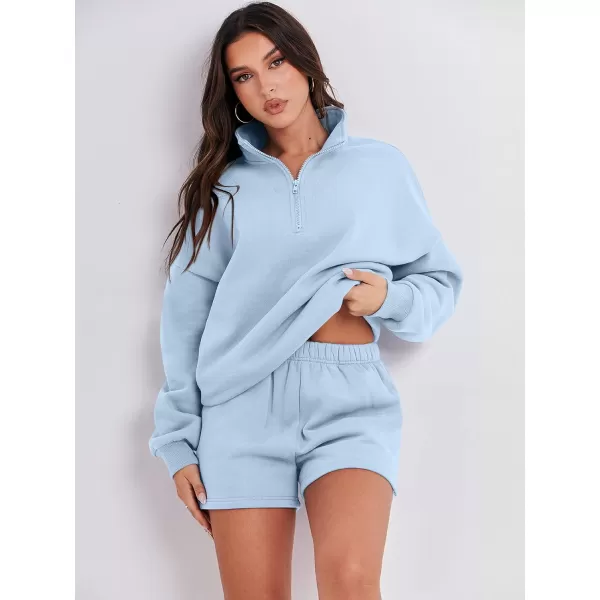 imageANRABESS Womens Two Piece Outfits Sweat Lounge Short Set Long Sleeve Gym Sweatsuit Tracksuit 2024 Spring Fashion Clothes08light Blue