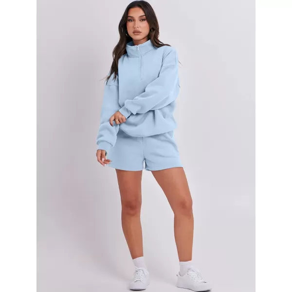 imageANRABESS Womens Two Piece Outfits Sweat Lounge Short Set Long Sleeve Gym Sweatsuit Tracksuit 2024 Spring Fashion Clothes08light Blue