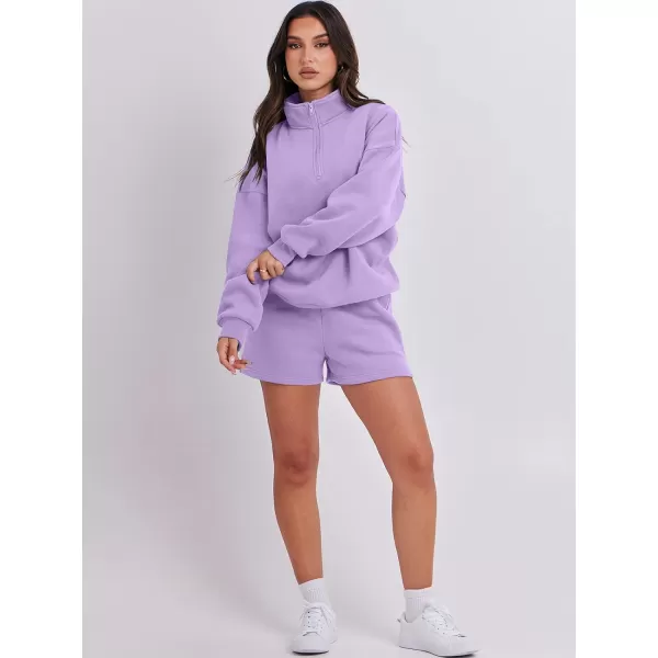 imageANRABESS Womens Two Piece Outfits Sweat Lounge Short Set Long Sleeve Gym Sweatsuit Tracksuit 2024 Spring Fashion Clothes11purple