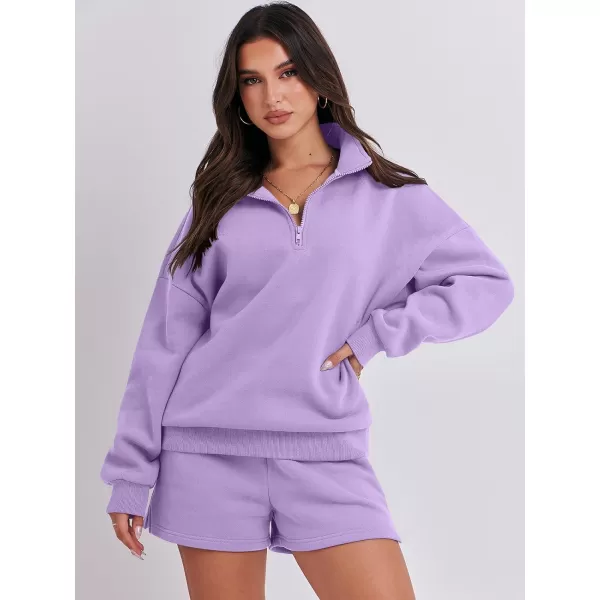 imageANRABESS Womens Two Piece Outfits Sweat Lounge Short Set Long Sleeve Gym Sweatsuit Tracksuit 2024 Spring Fashion Clothes11purple
