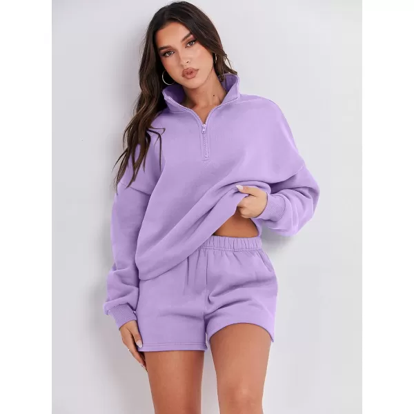 imageANRABESS Womens Two Piece Outfits Sweat Lounge Short Set Long Sleeve Gym Sweatsuit Tracksuit 2024 Spring Fashion Clothes11purple