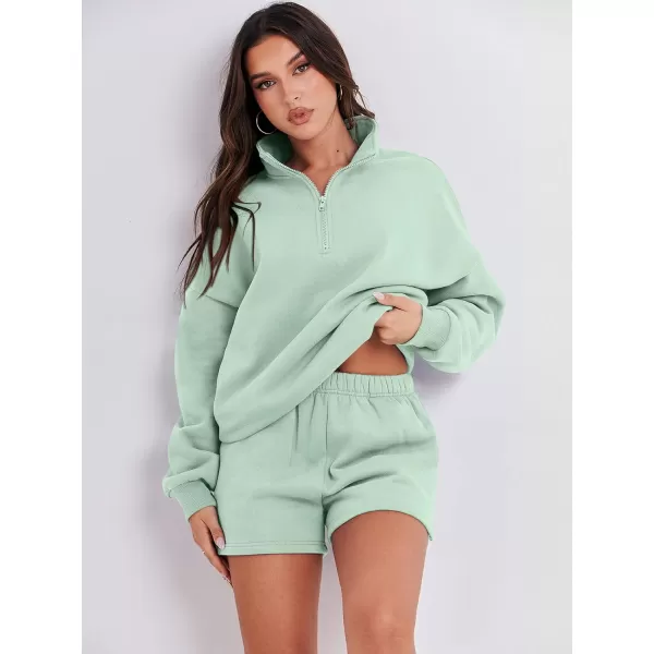 imageANRABESS Womens Two Piece Outfits Sweat Lounge Short Set Long Sleeve Gym Sweatsuit Tracksuit 2024 Spring Fashion Clothes12mint