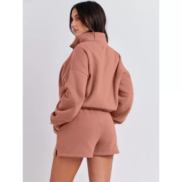 imageANRABESS Womens Two Piece Outfits Sweat Lounge Short Set Long Sleeve Gym Sweatsuit Tracksuit 2024 Spring Fashion Clothes15red