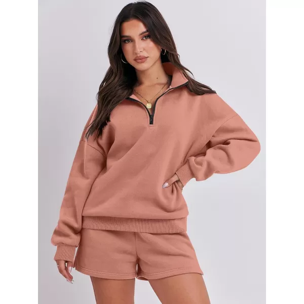imageANRABESS Womens Two Piece Outfits Sweat Lounge Short Set Long Sleeve Gym Sweatsuit Tracksuit 2024 Spring Fashion Clothes15red