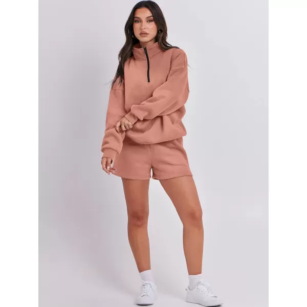 imageANRABESS Womens Two Piece Outfits Sweat Lounge Short Set Long Sleeve Gym Sweatsuit Tracksuit 2024 Spring Fashion Clothes15red