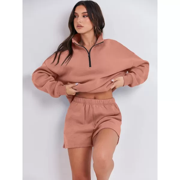 imageANRABESS Womens Two Piece Outfits Sweat Lounge Short Set Long Sleeve Gym Sweatsuit Tracksuit 2024 Spring Fashion Clothes15red