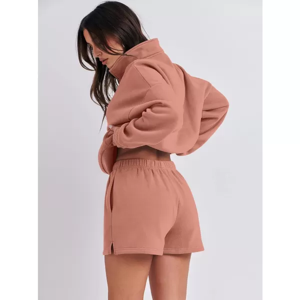 imageANRABESS Womens Two Piece Outfits Sweat Lounge Short Set Long Sleeve Gym Sweatsuit Tracksuit 2024 Spring Fashion Clothes15red