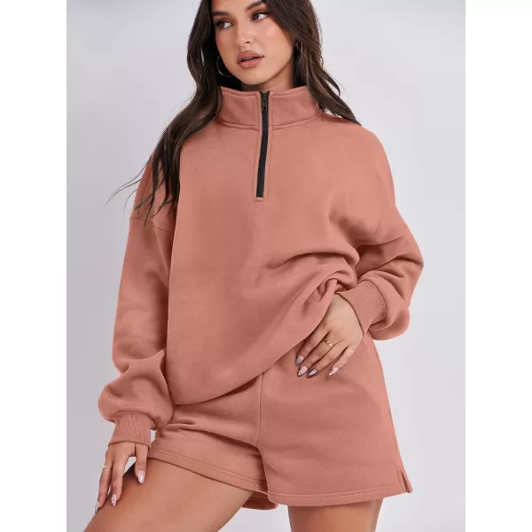 imageANRABESS Womens Two Piece Outfits Sweat Lounge Short Set Long Sleeve Gym Sweatsuit Tracksuit 2024 Spring Fashion Clothes15red