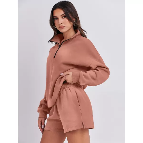 imageANRABESS Womens Two Piece Outfits Sweat Lounge Short Set Long Sleeve Gym Sweatsuit Tracksuit 2024 Spring Fashion Clothes15red