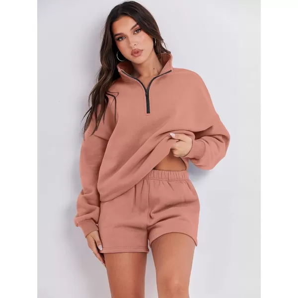 imageANRABESS Womens Two Piece Outfits Sweat Lounge Short Set Long Sleeve Gym Sweatsuit Tracksuit 2024 Spring Fashion Clothes15red