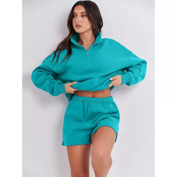 imageANRABESS Womens Two Piece Outfits Sweat Lounge Short Set Long Sleeve Gym Sweatsuit Tracksuit 2024 Spring Fashion Clothes16lake