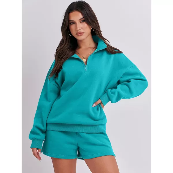 imageANRABESS Womens Two Piece Outfits Sweat Lounge Short Set Long Sleeve Gym Sweatsuit Tracksuit 2024 Spring Fashion Clothes16lake