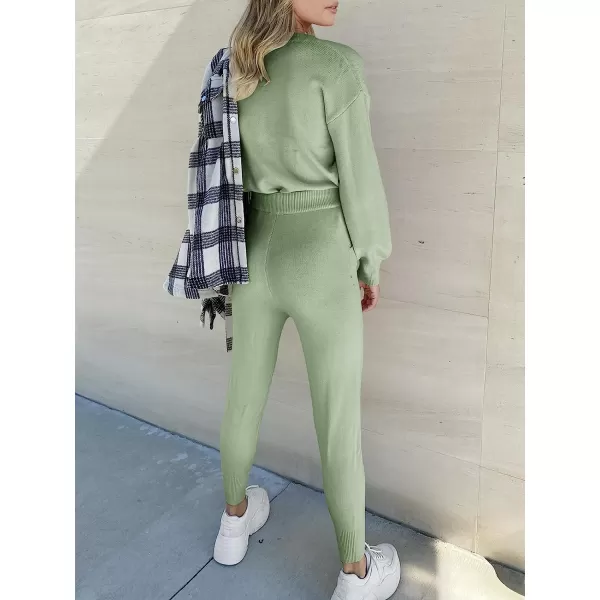 imageANRABESS Womens Two Piece Outfits Sweater Sets Long Sleeve Pullover and Drawstring Pants Lounge Sets05mint