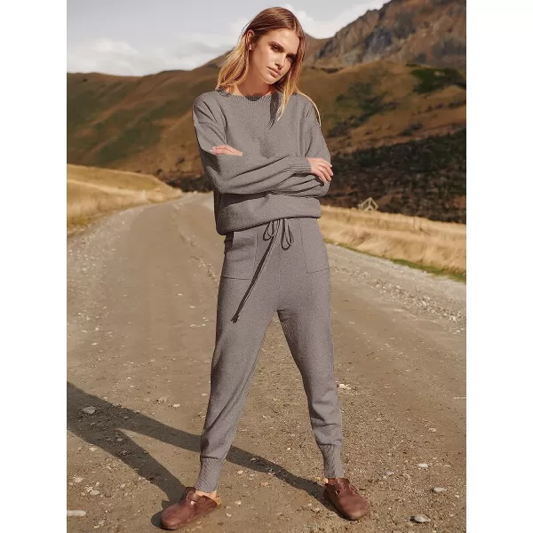 imageANRABESS Womens Two Piece Outfits Sweater Sets Long Sleeve Pullover and Drawstring Pants Lounge Sets07khaki