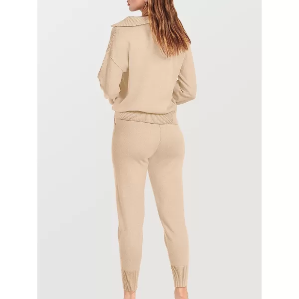imageANRABESS Womens Two Piece Outfits Sweater Sets Long Sleeve Pullover and Drawstring Pants Lounge Sets08pink Apricot