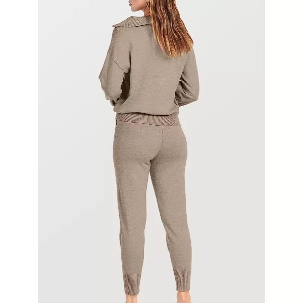 imageANRABESS Womens Two Piece Outfits Sweater Sets Long Sleeve Pullover and Drawstring Pants Lounge Sets09camel