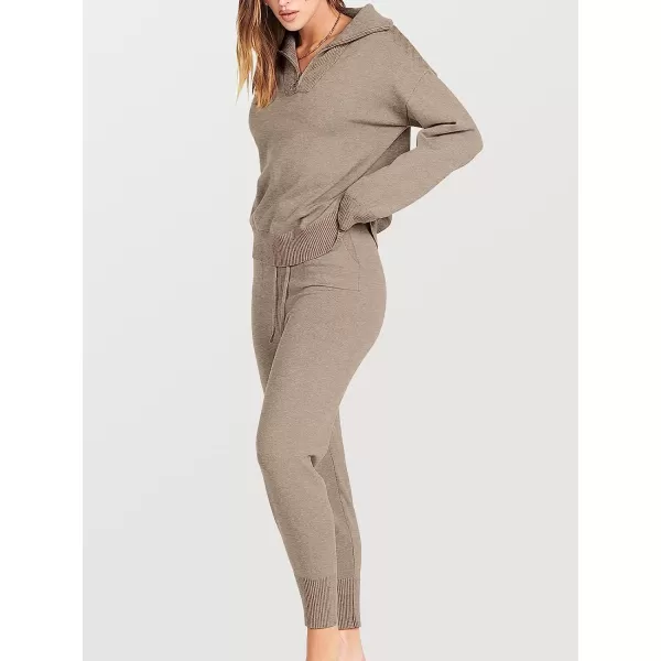 imageANRABESS Womens Two Piece Outfits Sweater Sets Long Sleeve Pullover and Drawstring Pants Lounge Sets09camel