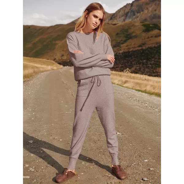 imageANRABESS Womens Two Piece Outfits Sweater Sets Long Sleeve Pullover and Drawstring Pants Lounge Sets10camel