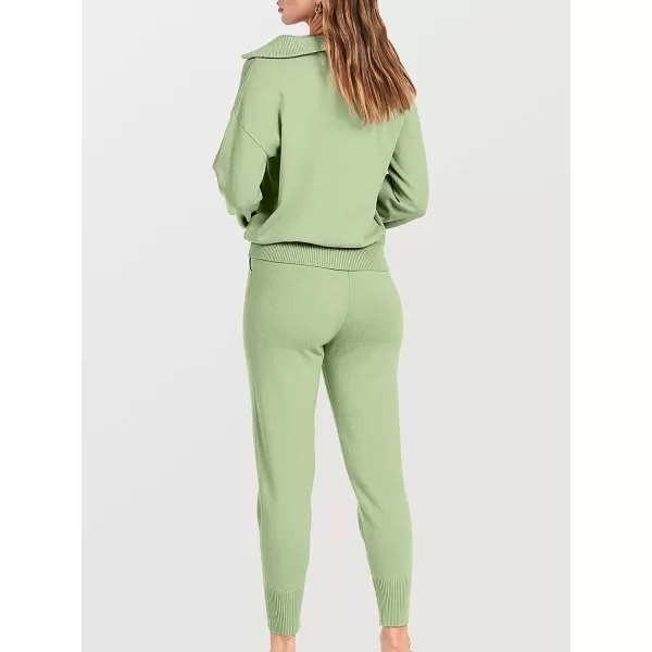 imageANRABESS Womens Two Piece Outfits Sweater Sets Long Sleeve Pullover and Drawstring Pants Lounge Sets10mint