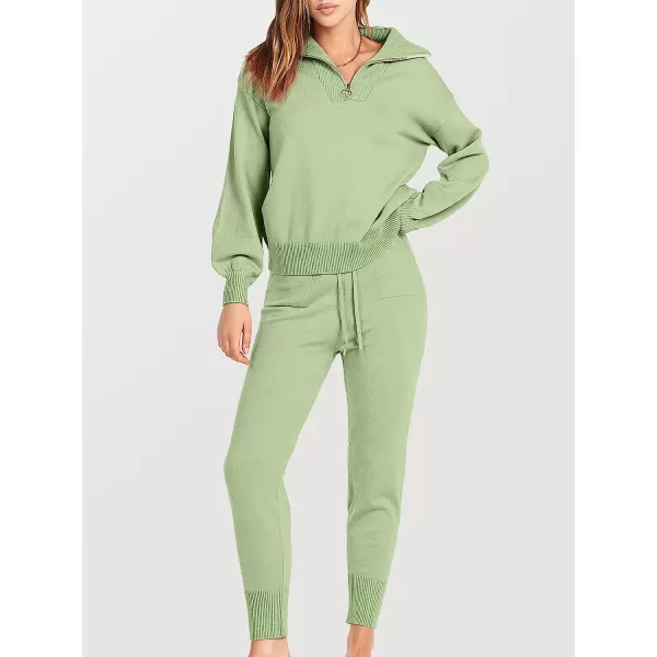 imageANRABESS Womens Two Piece Outfits Sweater Sets Long Sleeve Pullover and Drawstring Pants Lounge Sets10mint