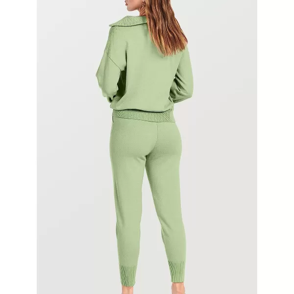 imageANRABESS Womens Two Piece Outfits Sweater Sets Long Sleeve Pullover and Drawstring Pants Lounge Sets10mint
