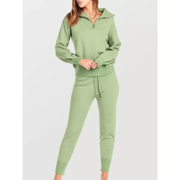 imageANRABESS Womens Two Piece Outfits Sweater Sets Long Sleeve Pullover and Drawstring Pants Lounge Sets10mint