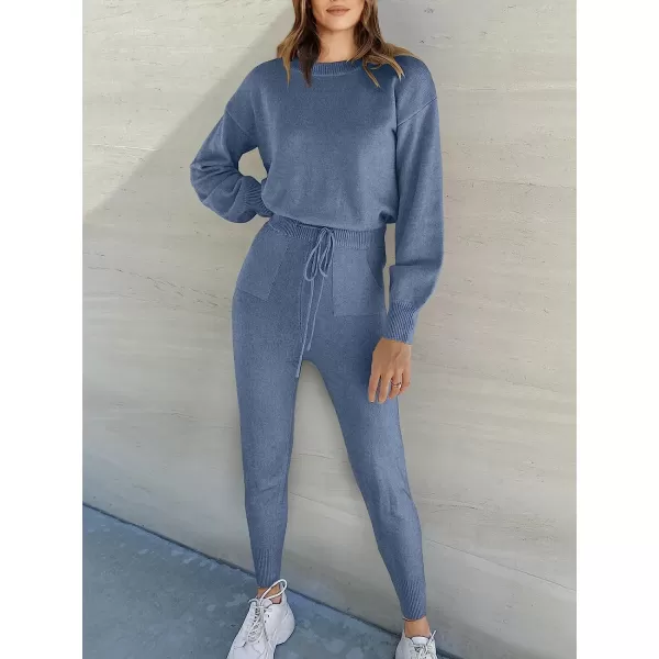 imageANRABESS Womens Two Piece Outfits Sweater Sets Long Sleeve Pullover and Drawstring Pants Lounge Sets13gery