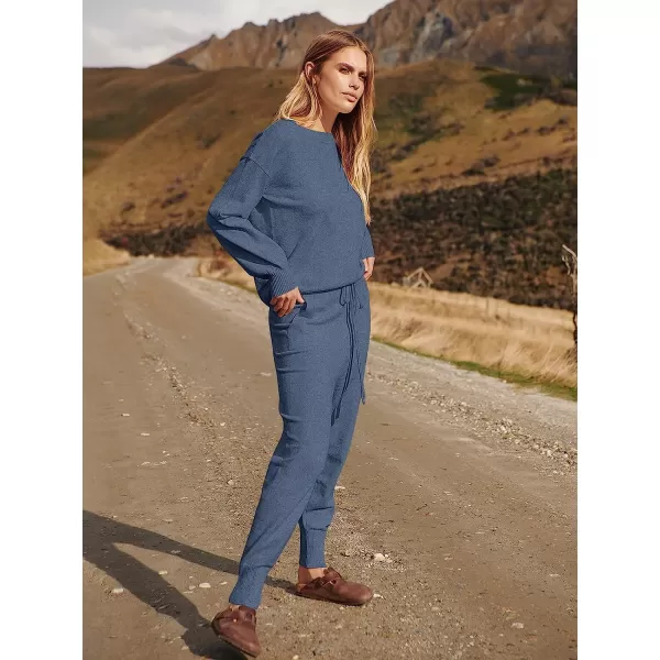 imageANRABESS Womens Two Piece Outfits Sweater Sets Long Sleeve Pullover and Drawstring Pants Lounge Sets13gery
