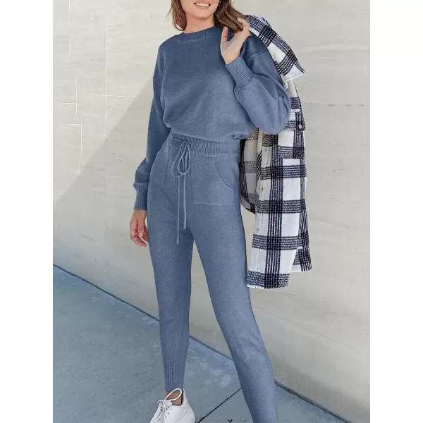 imageANRABESS Womens Two Piece Outfits Sweater Sets Long Sleeve Pullover and Drawstring Pants Lounge Sets13gery