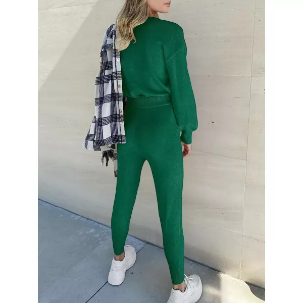 imageANRABESS Womens Two Piece Outfits Sweater Sets Long Sleeve Pullover and Drawstring Pants Lounge Sets14green