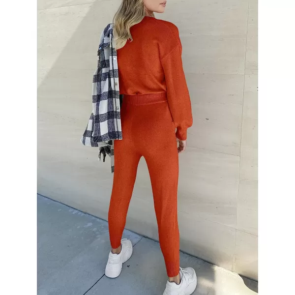 imageANRABESS Womens Two Piece Outfits Sweater Sets Long Sleeve Pullover and Drawstring Pants Lounge Sets15rusty Red2