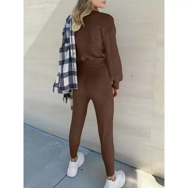 imageANRABESS Womens Two Piece Outfits Sweater Sets Long Sleeve Pullover and Drawstring Pants Lounge Sets16camel