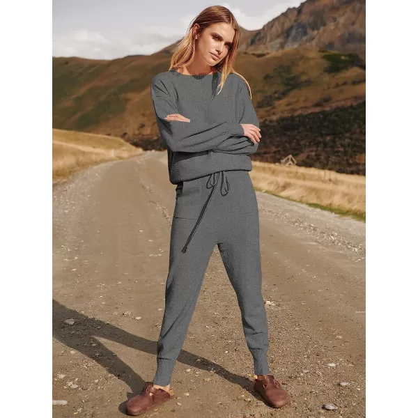imageANRABESS Womens Two Piece Outfits Sweater Sets Long Sleeve Pullover and Drawstring Pants Lounge Sets18gery2