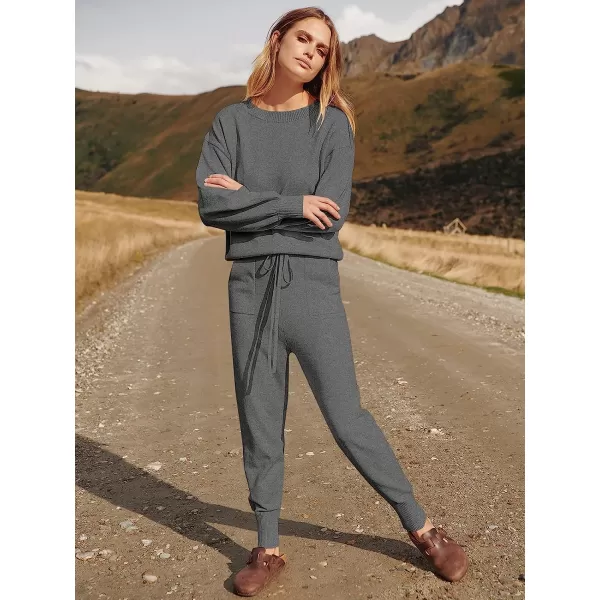 imageANRABESS Womens Two Piece Outfits Sweater Sets Long Sleeve Pullover and Drawstring Pants Lounge Sets18gery2