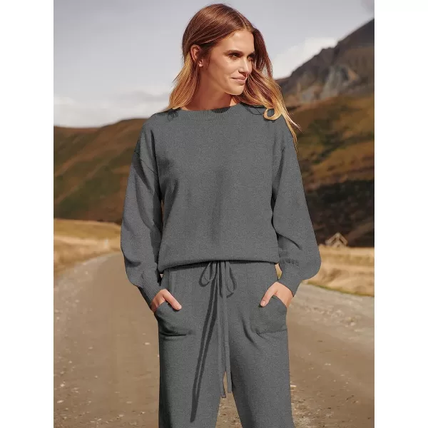 imageANRABESS Womens Two Piece Outfits Sweater Sets Long Sleeve Pullover and Drawstring Pants Lounge Sets18gery2