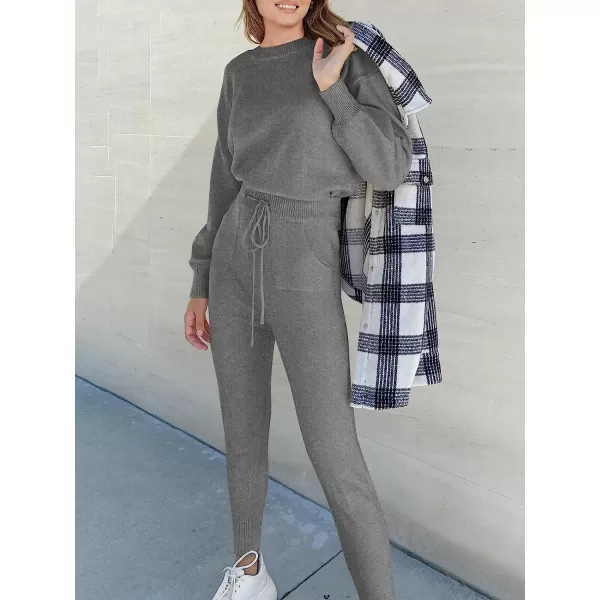 imageANRABESS Womens Two Piece Outfits Sweater Sets Long Sleeve Pullover and Drawstring Pants Lounge Sets18gery2