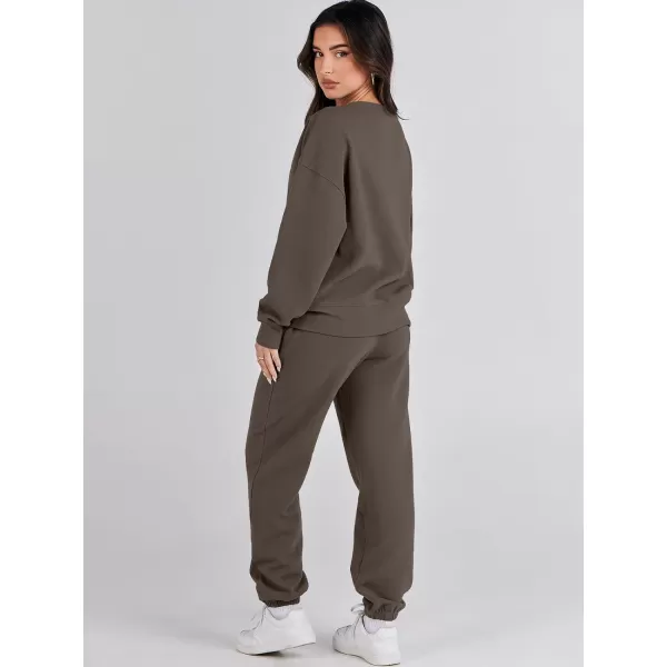 imageANRABESS Womens Two Piece Outfits Sweatsuit Lounge Matching Sets Sweatshirt Jogger Pants Sweat Set TracksuitBrowm