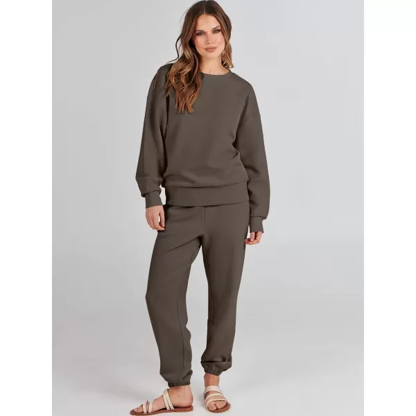 imageANRABESS Womens Two Piece Outfits Sweatsuit Lounge Matching Sets Sweatshirt Jogger Pants Sweat Set TracksuitBrowm