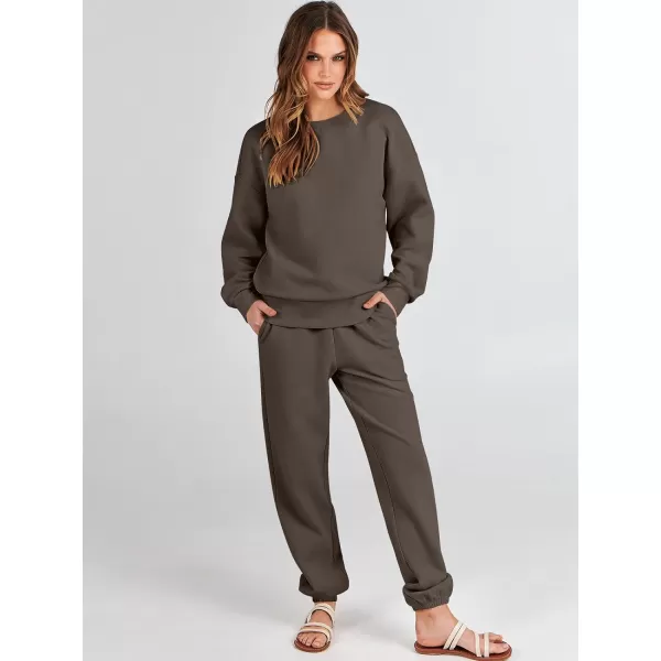 imageANRABESS Womens Two Piece Outfits Sweatsuit Lounge Matching Sets Sweatshirt Jogger Pants Sweat Set TracksuitBrowm