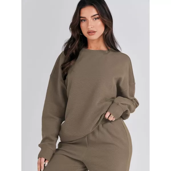 imageANRABESS Womens Two Piece Outfits Sweatsuit Lounge Matching Sets Sweatshirt Jogger Pants Sweat Set TracksuitCoffee