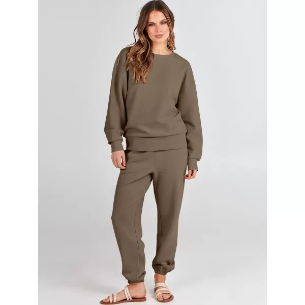 imageANRABESS Womens Two Piece Outfits Sweatsuit Lounge Matching Sets Sweatshirt Jogger Pants Sweat Set TracksuitCoffee