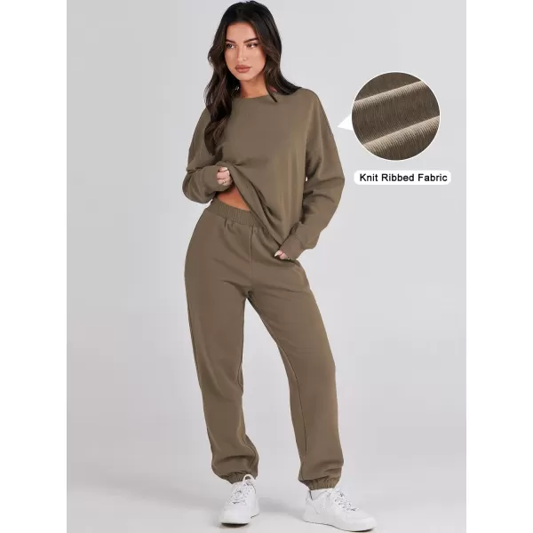 imageANRABESS Womens Two Piece Outfits Sweatsuit Lounge Matching Sets Sweatshirt Jogger Pants Sweat Set TracksuitCoffee