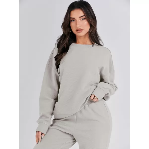 imageANRABESS Womens Two Piece Outfits Sweatsuit Lounge Matching Sets Sweatshirt Jogger Pants Sweat Set TracksuitGrey