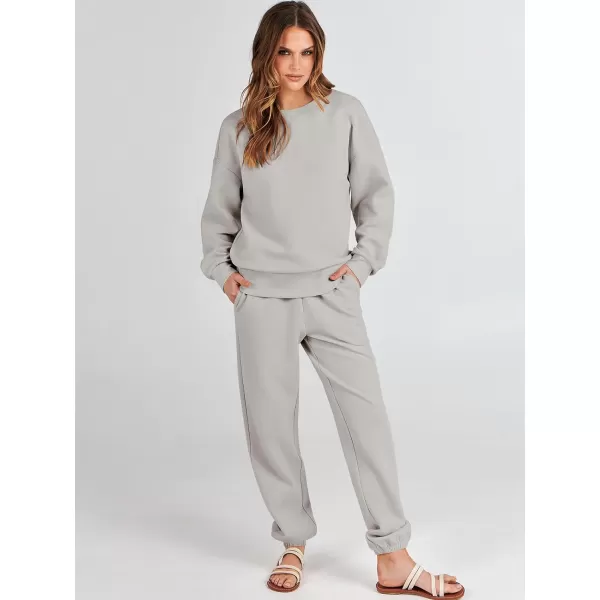 imageANRABESS Womens Two Piece Outfits Sweatsuit Lounge Matching Sets Sweatshirt Jogger Pants Sweat Set TracksuitGrey