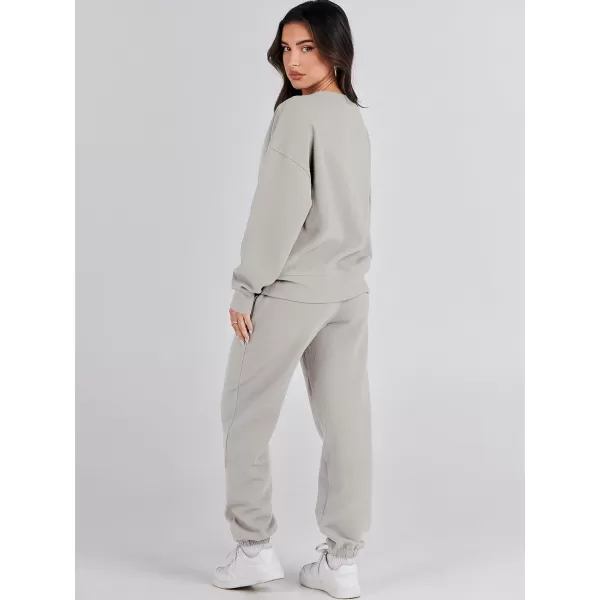 imageANRABESS Womens Two Piece Outfits Sweatsuit Lounge Matching Sets Sweatshirt Jogger Pants Sweat Set TracksuitGrey