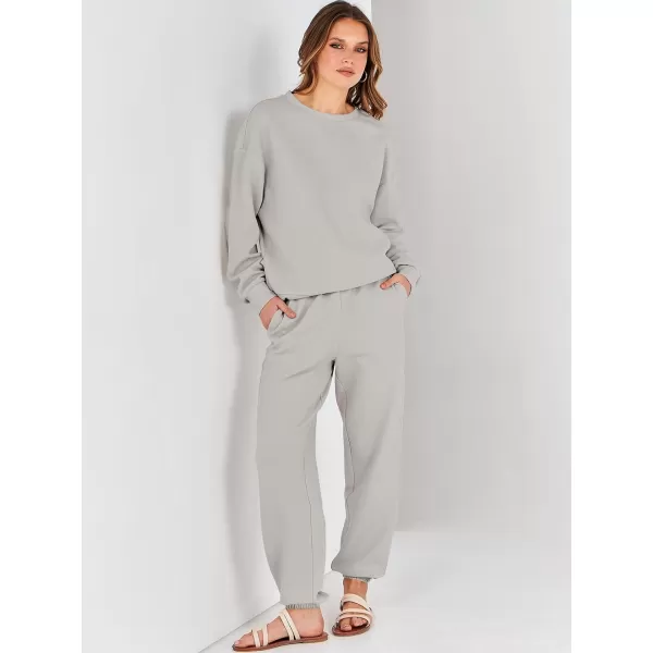 imageANRABESS Womens Two Piece Outfits Sweatsuit Lounge Matching Sets Sweatshirt Jogger Pants Sweat Set TracksuitGrey