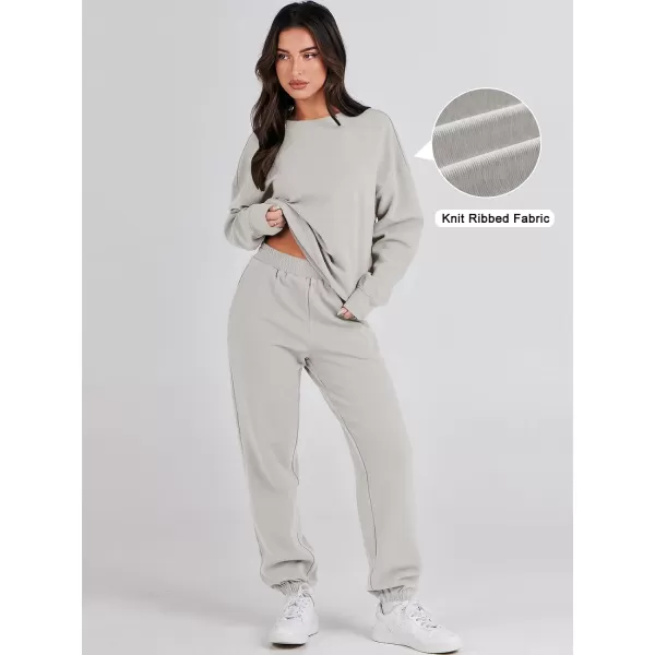 imageANRABESS Womens Two Piece Outfits Sweatsuit Lounge Matching Sets Sweatshirt Jogger Pants Sweat Set TracksuitGrey