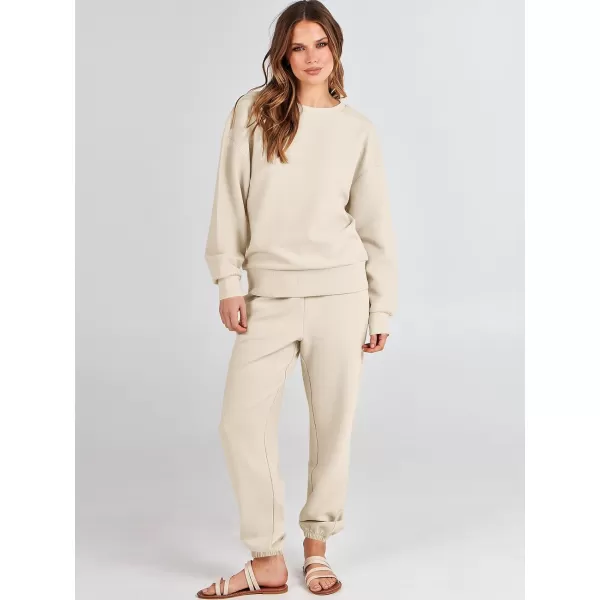 imageANRABESS Womens Two Piece Outfits Sweatsuit Lounge Matching Sets Sweatshirt Jogger Pants Sweat Set TracksuitKhaki